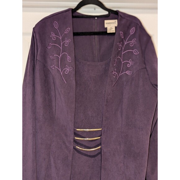 Vintage Fashion Bug 22W Purple Velour Velvet Sheath Dress attached Blazer (U10) - Picture 5 of 6